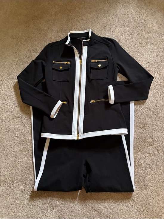 Boston Proper Pants - Boston Proper Womens Black set with White Trim and gold accents new size M